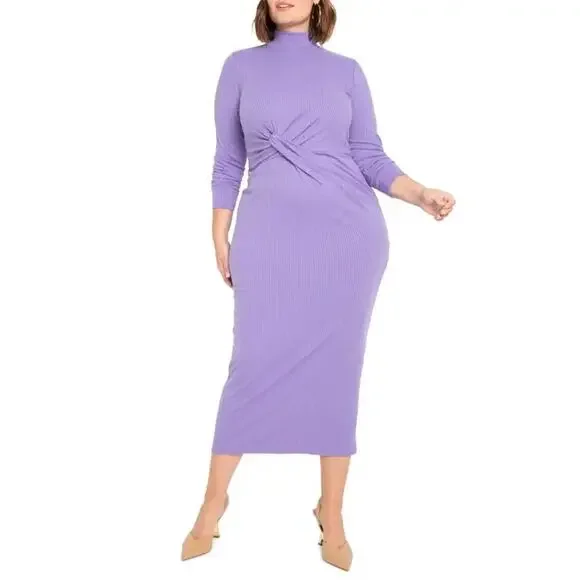 Eloquii Dresses Eloquii Twist Long Sleeve Sweater Dress Midi